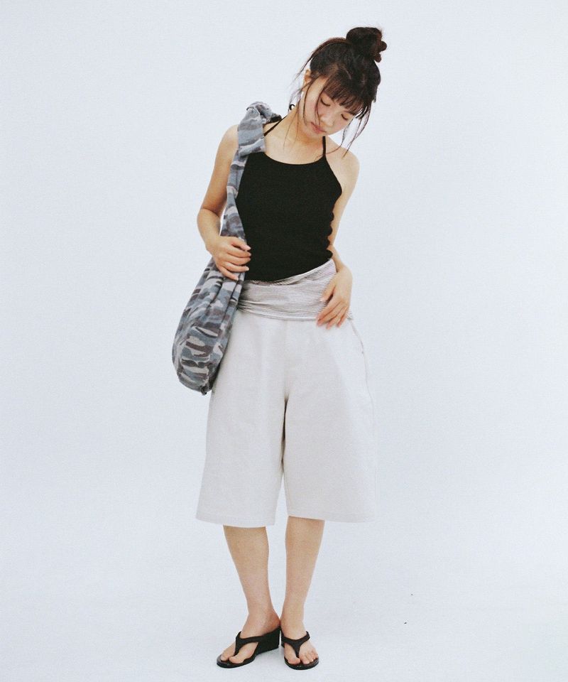 STRIPE LAYERED HALTER TOP - BLACK