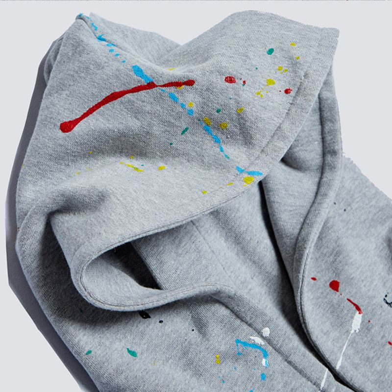 DAMP NO PLAN BOX LOGO PAINT DROP HOODY_GRAY