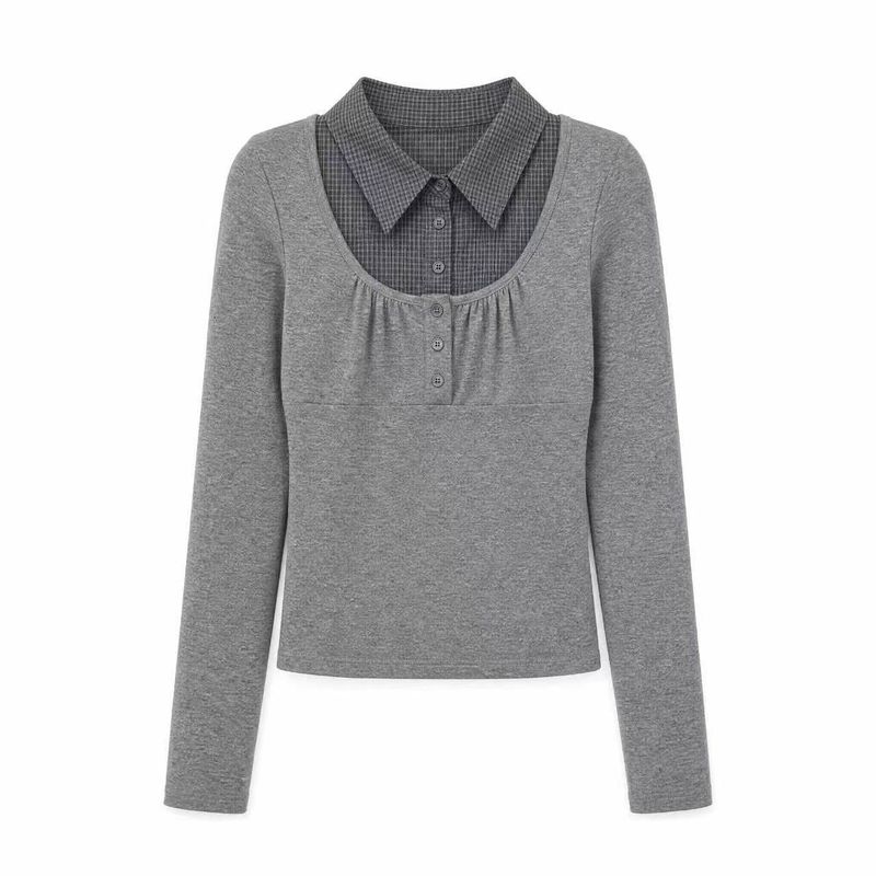 Cozy&Kitsch（コージーアンドキッチ）の「Tina Check Collar Layered Tee（Tops）」