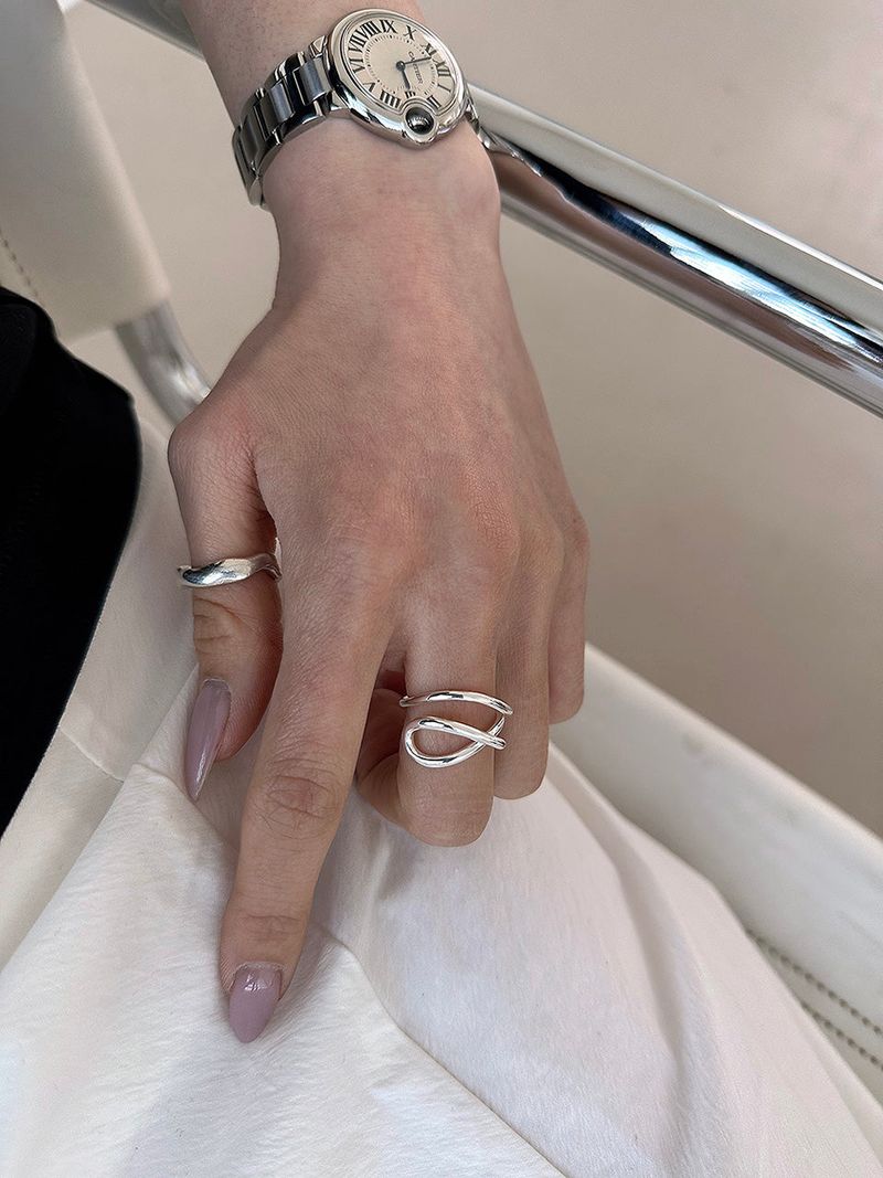 [925silver] Wave frame ring