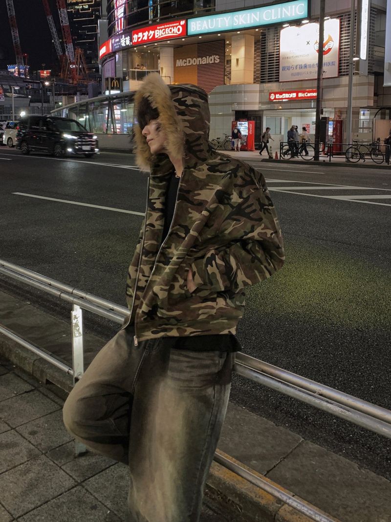 Kitsune Camo Hooded Zip-Up Jumper