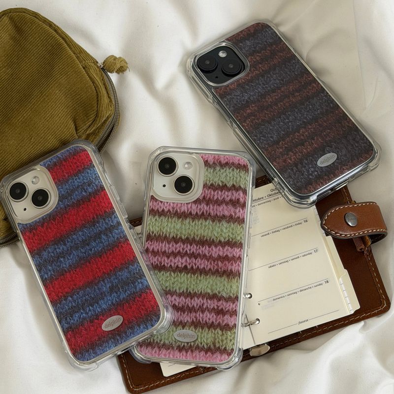 MOHAIR STRIPE HARD JELL CASE _ BLUE