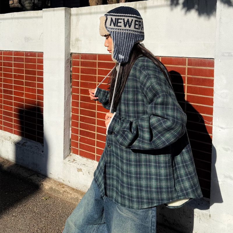 Oversized Fleece-Lined Check Shirt Jacket