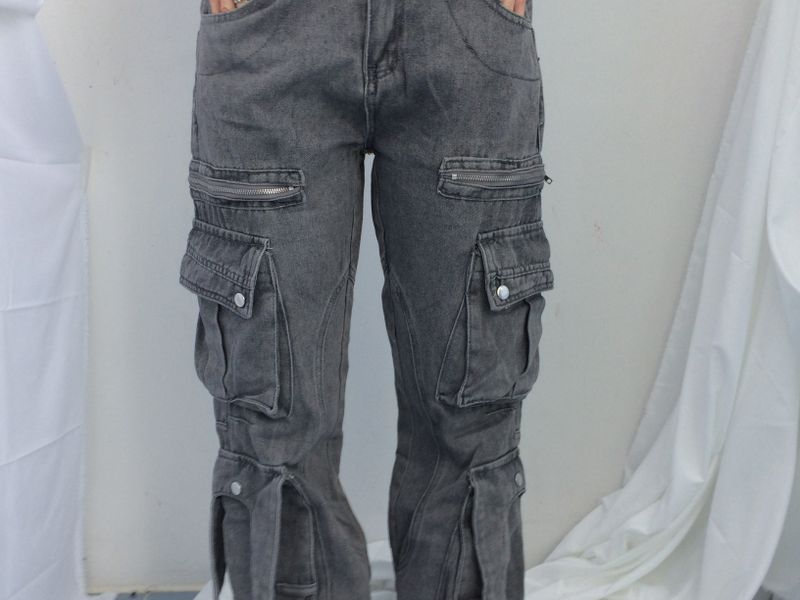 Pocket-line zipper bootcut pants