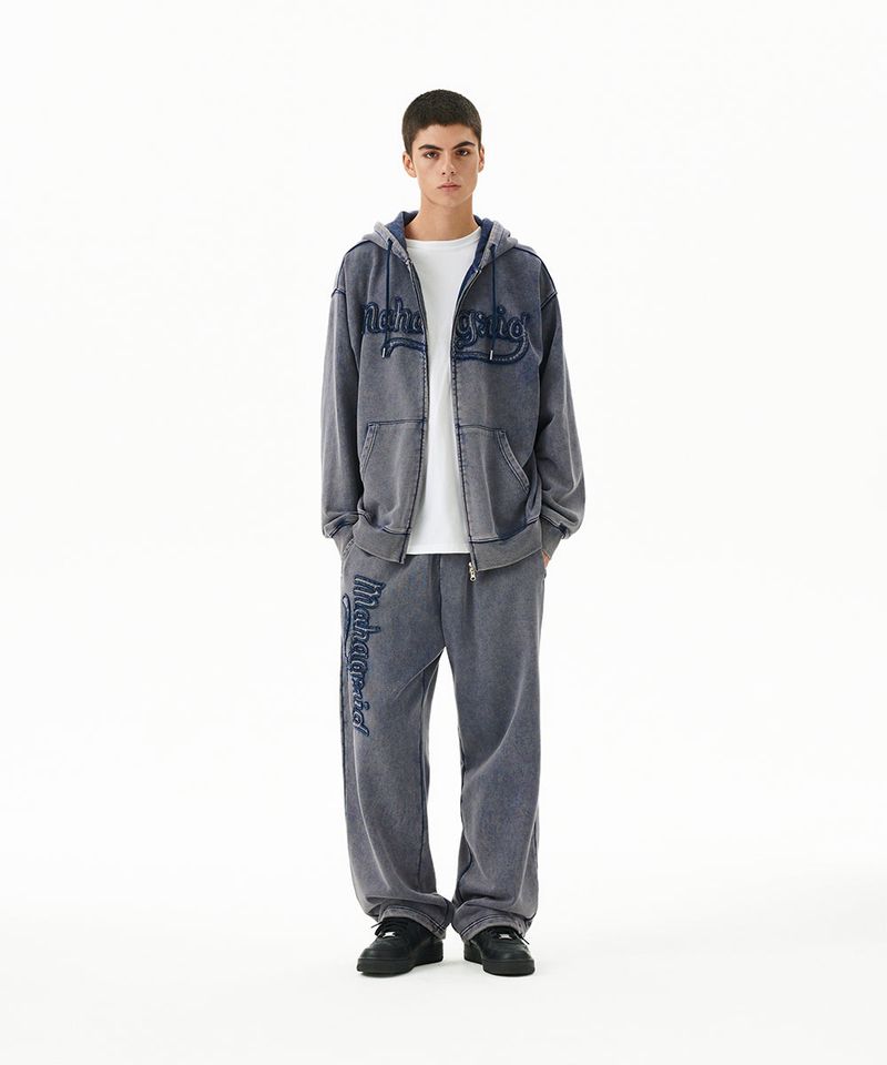 WASHED CUT OFF APPLIQUE SWEAT PANT