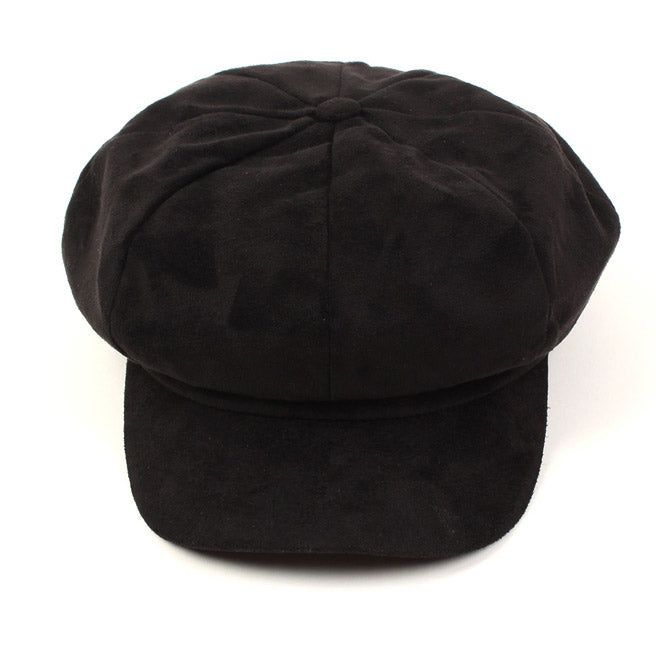 Suede Black Newsboy Cap