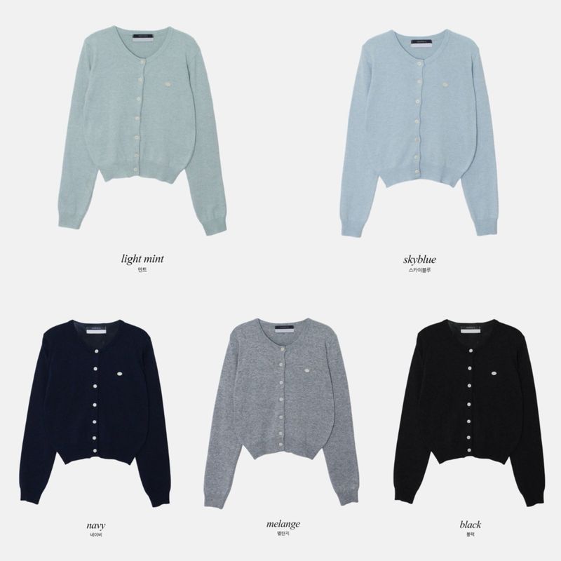 Cashmere Motif Basic Round Knit Cardigan (10color)