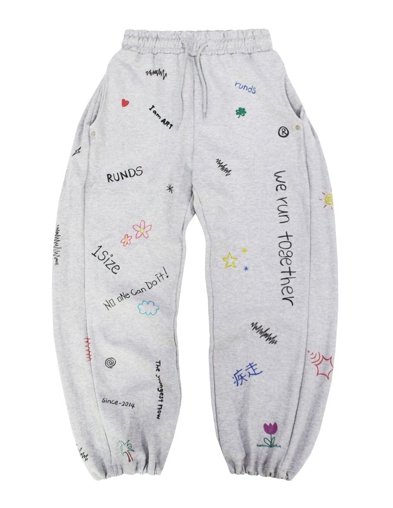 hand drawing side tuck sweat pants (gray)