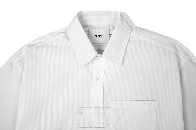 DOBLE HOLDER STRIPE HALF SHIRT WHITE