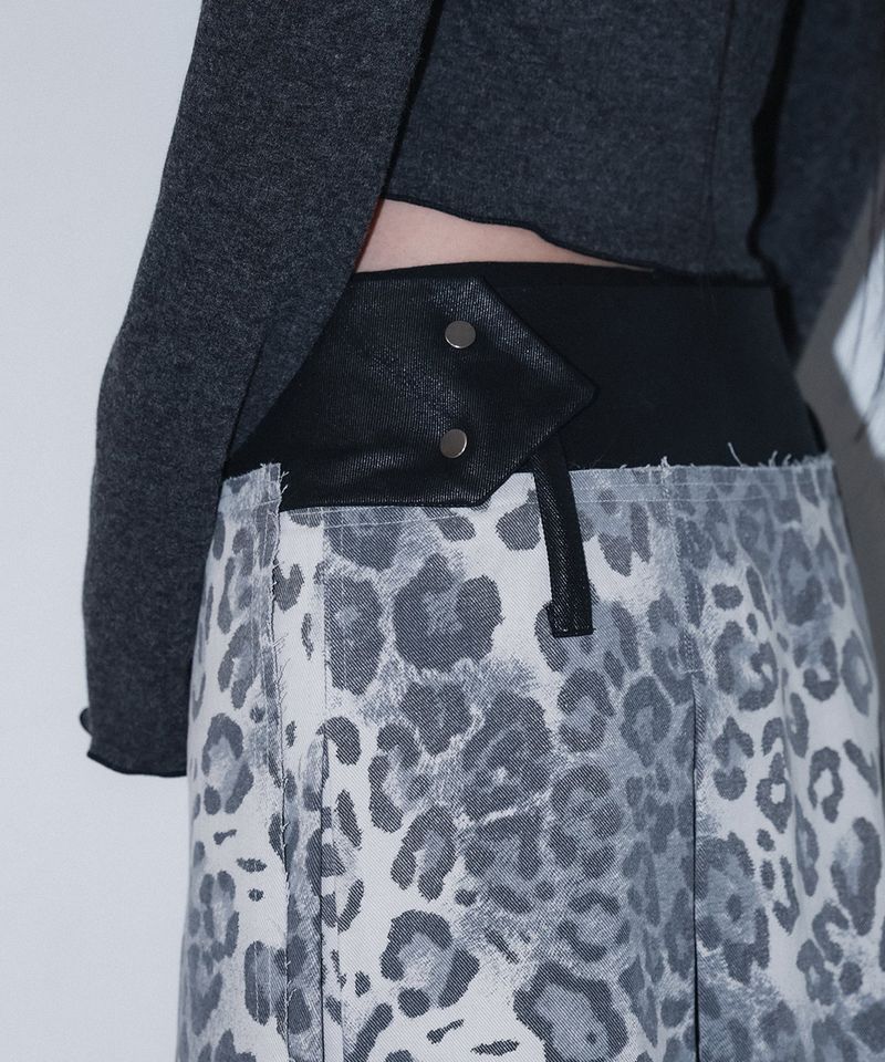 leopard long pleats wrap sk - leopard