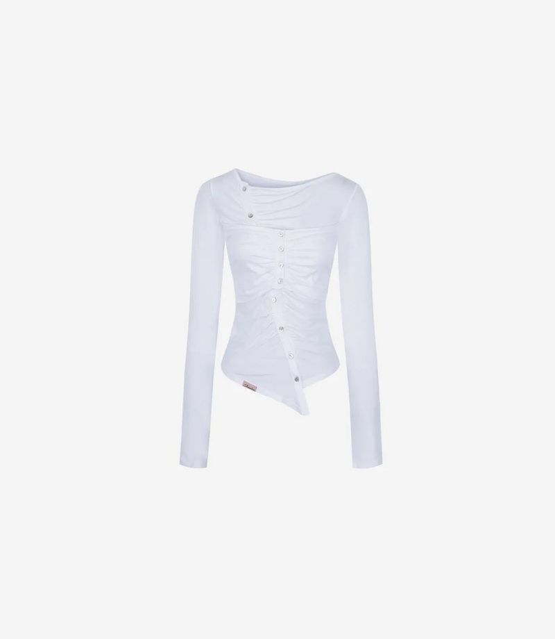 Jelly Button Asymmetric Ruched Top