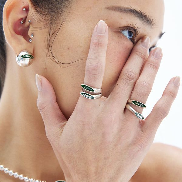 GREEN TAG BALL EARRINGS