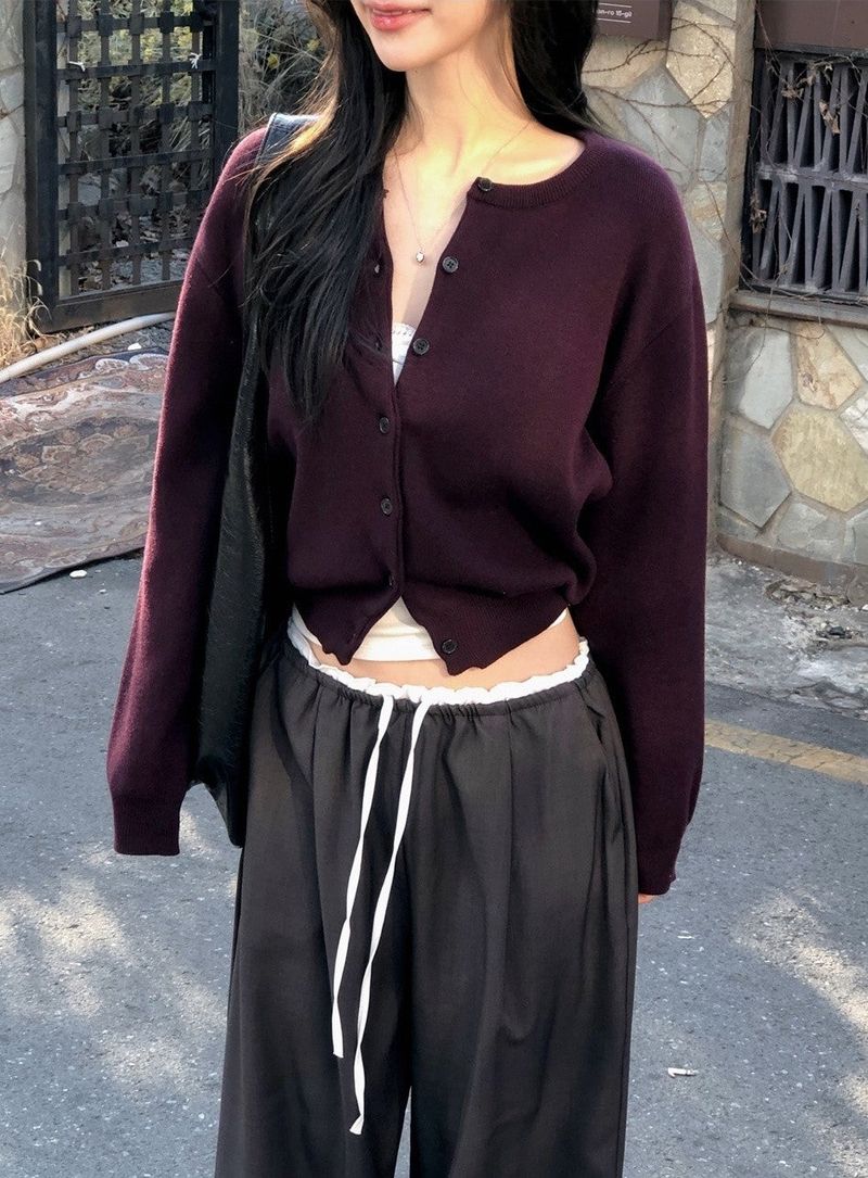 Basic Fine Wool Round Knit Cardigan (11color)