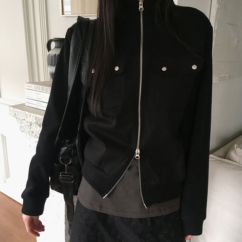 WONDER WONDER(ワンダーワンダー)の「Bet pocket color combination two-way knit long sleeve zip-up(Jackets/Outerwear)」
