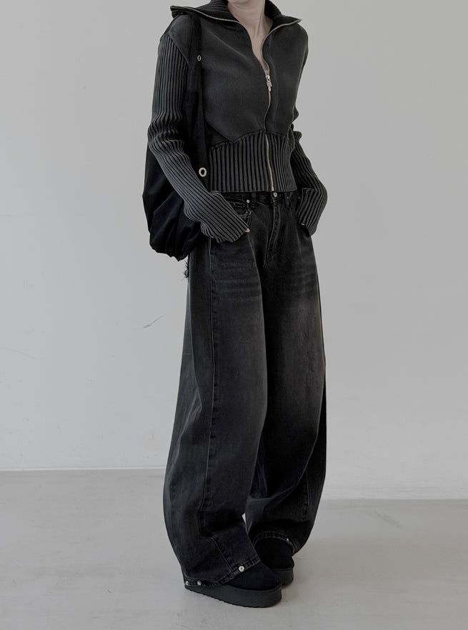 Vintage Studded Pocket Denim Pants