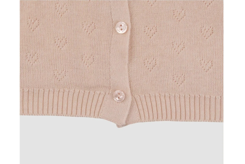 HEART PUNCHING KNIT CARDIGAN (DEEP PINK)
