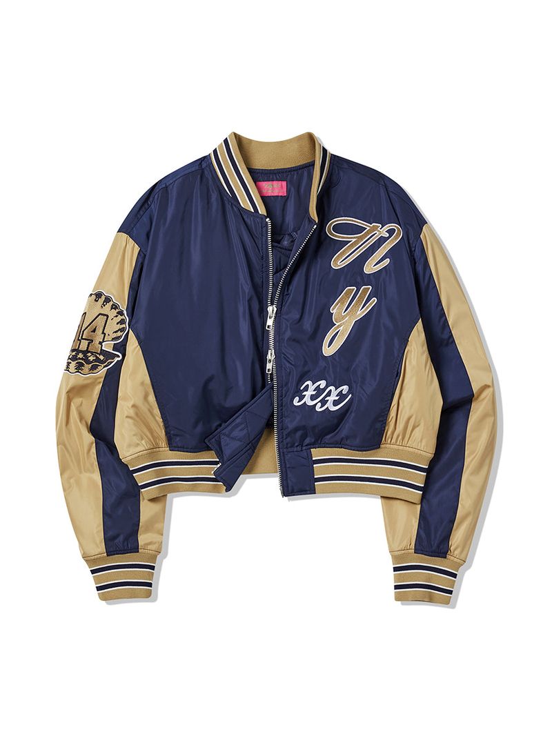 OVIS COLOR BLOCK BOMBER JACKET (NAVY)