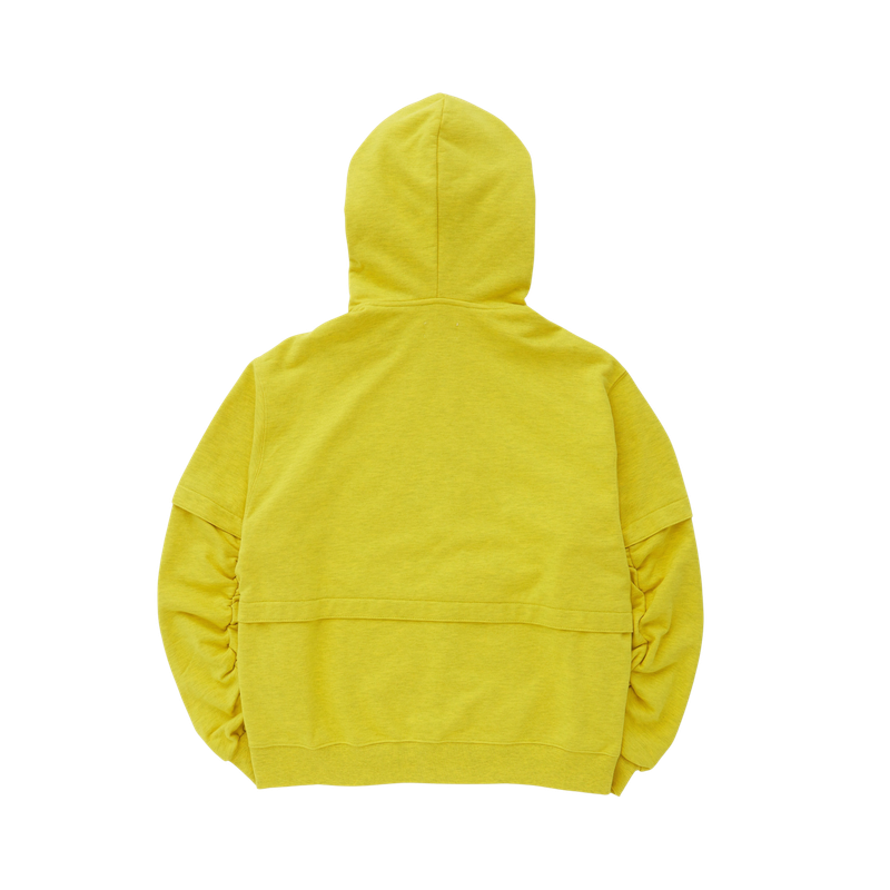 Back point shirring hood zip-up (Melange Yellow)