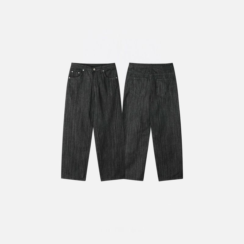 Slub strip denim pants