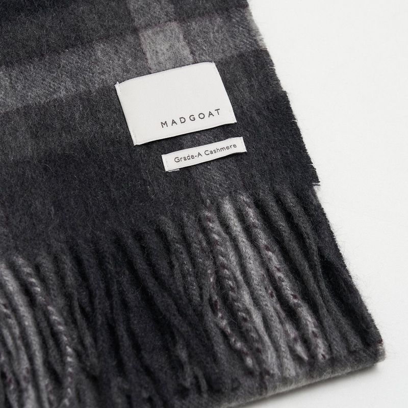 Cashmere Woven Scarf Gingham Check_Grey,Purple