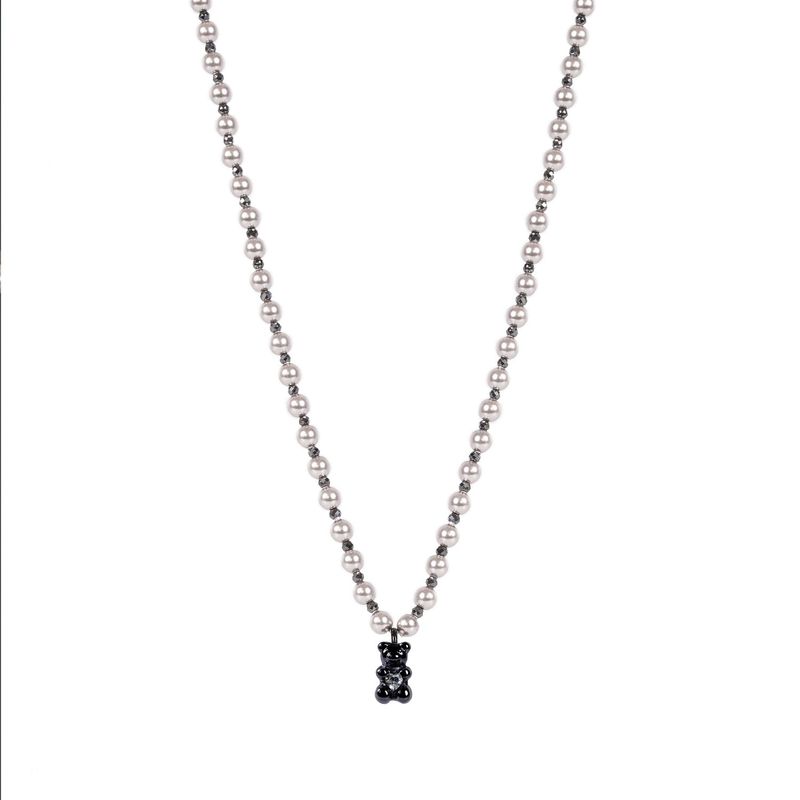 OCCHI DI LUPO(オッキ ディ ルポ)の「Petit Bear Grey Pearl Hematite Necklace_Black(Accessories)」