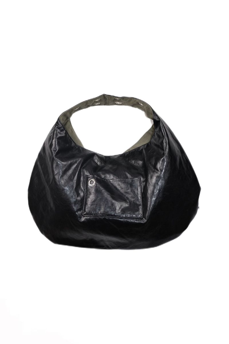 EYELET LEATHER BAG - BLACK