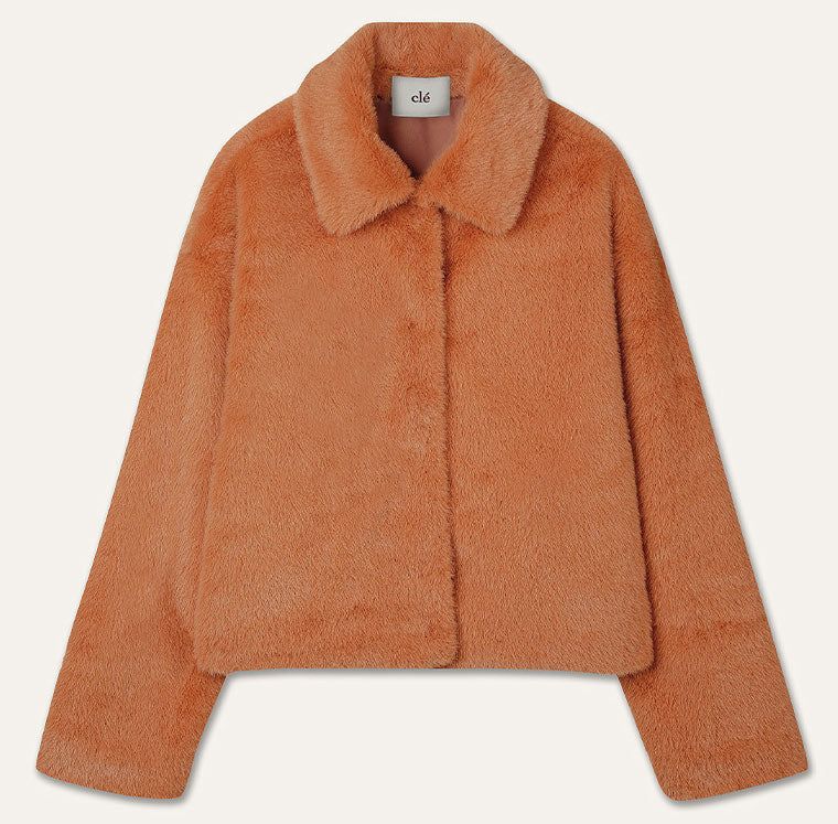 FAKE FUR SHORT COAT_ORANGE
