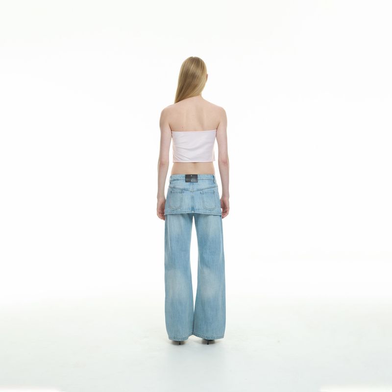 sai logo satin hotfix strapless top