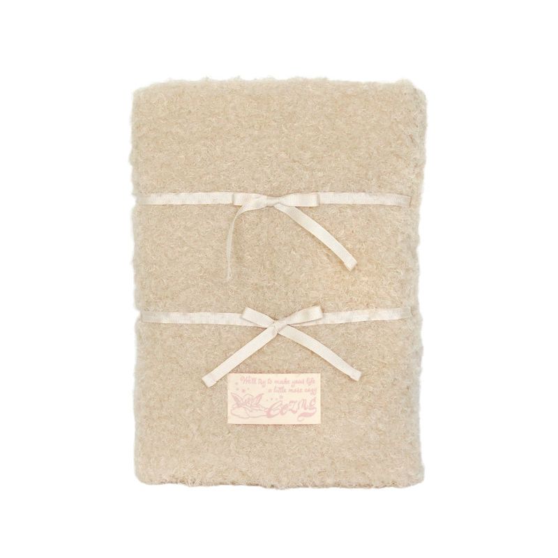 Fur RIbbon notebook pouch_beige