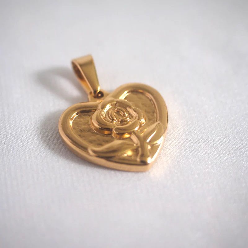 Rose in Heart Pendant