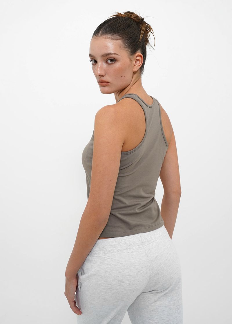 [B-BASIC] Basic Cotton Span Mango Halter Neck Sleeveless (Built-in Cap)
