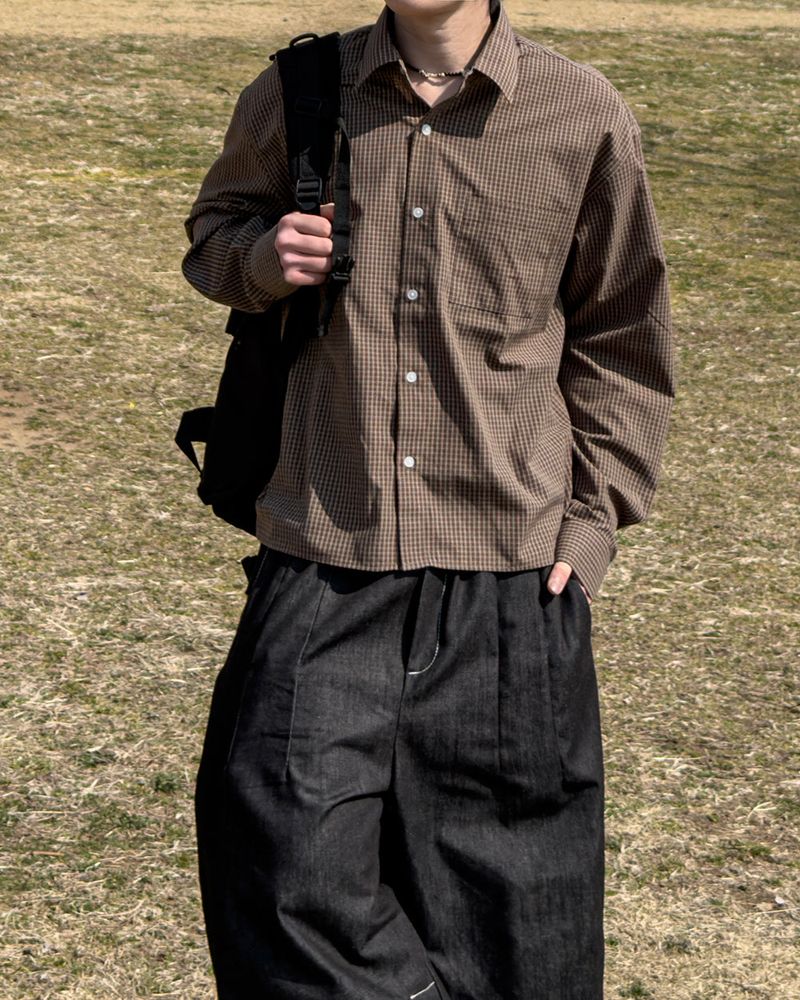 Neric Mini Check Cropped Shirt