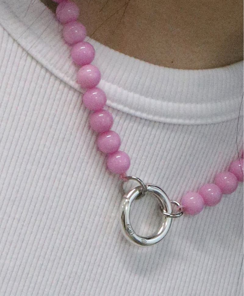 [MADE] Capsule02 Silver Open Pendant Gemstone Necklace _Pink
