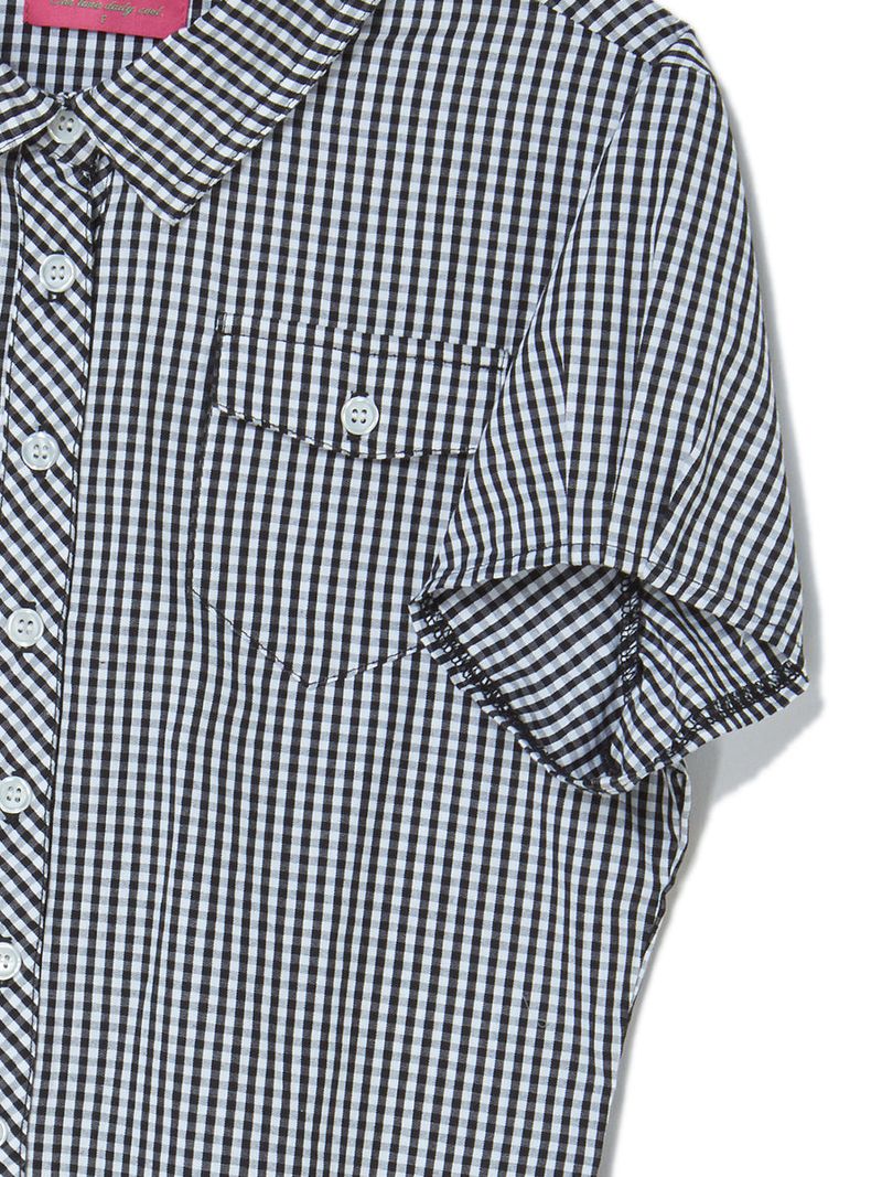 CHECK BLOUSE NAVY