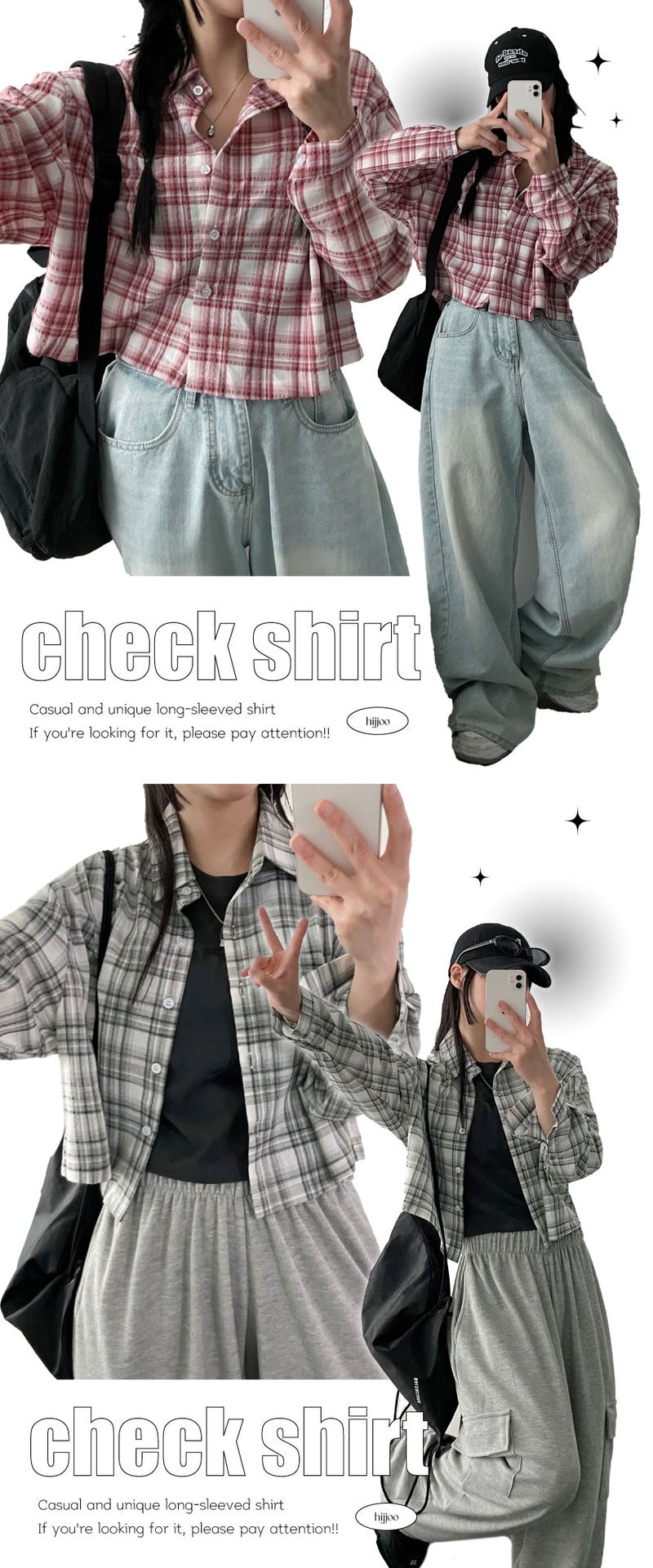 Jishu Cropped Checkered Shirt (3 colors)