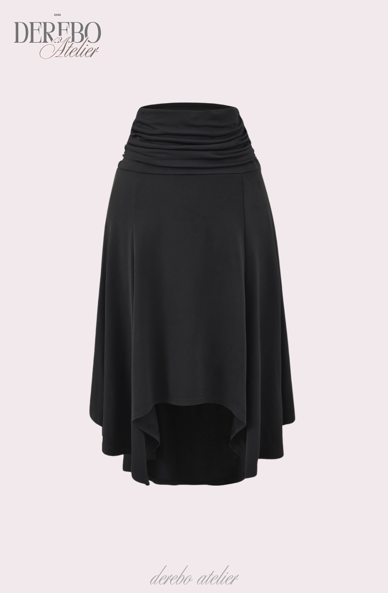 mood fit unbalanced midi long skirt