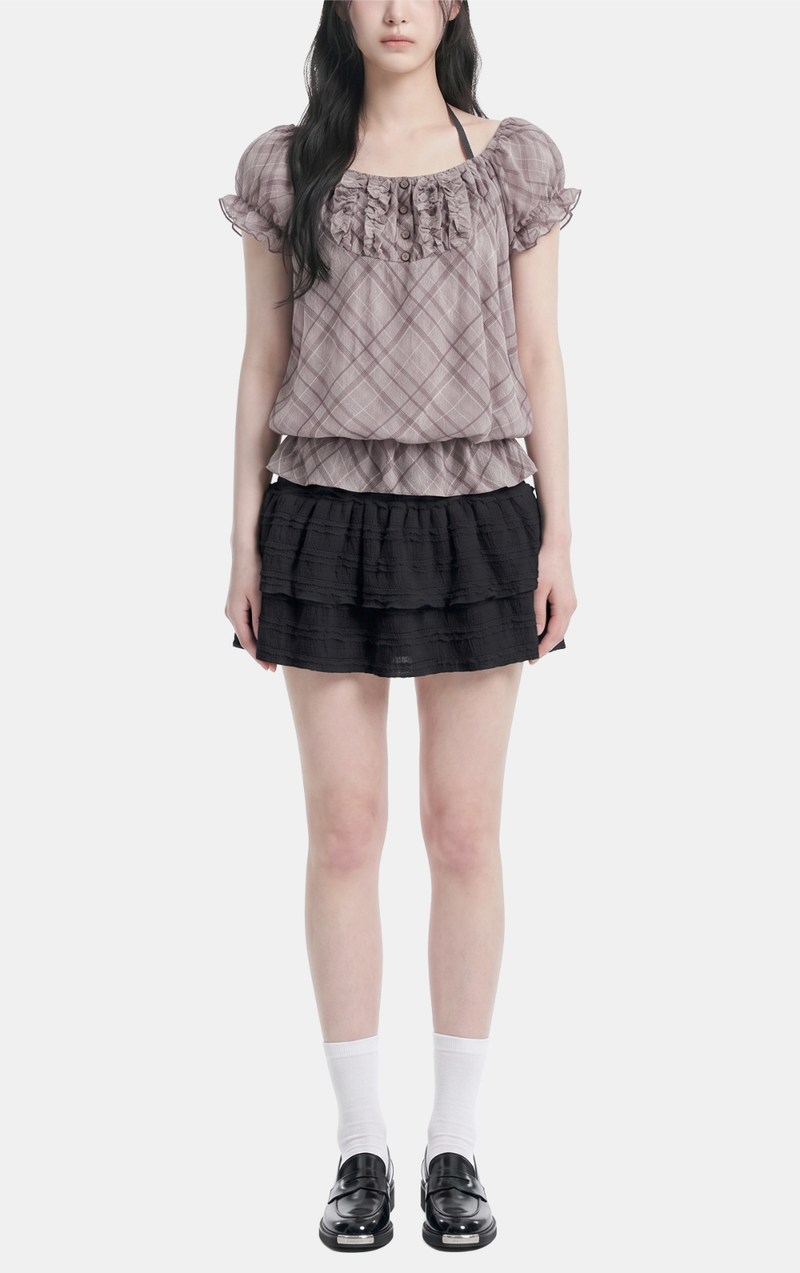Rielle Plaid Halter Blouse