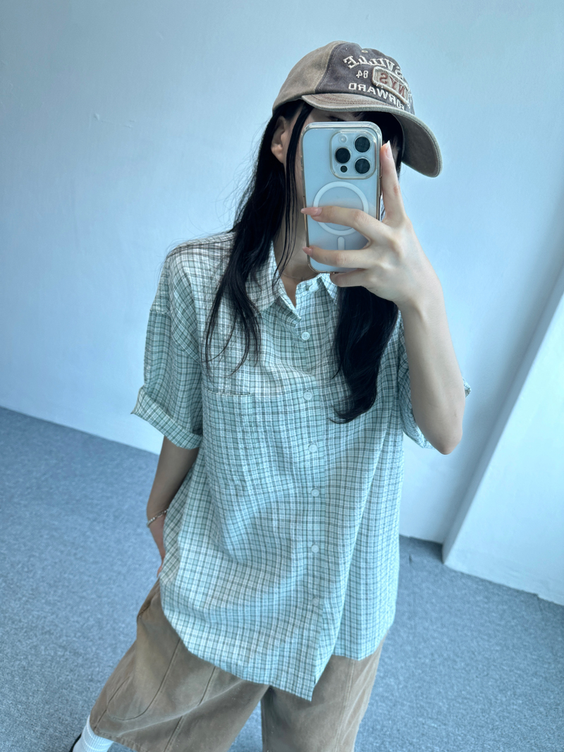 CHECK POINT BIG SHIRT💚❤🖤 - 3 COLORS