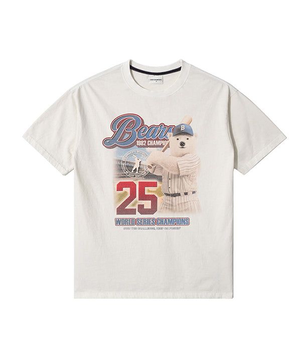 QT8 GARMENTS（キューティーエイトガーメント）の「OC Bear Champ EC Washed Tee (Ecru)（Tops）」