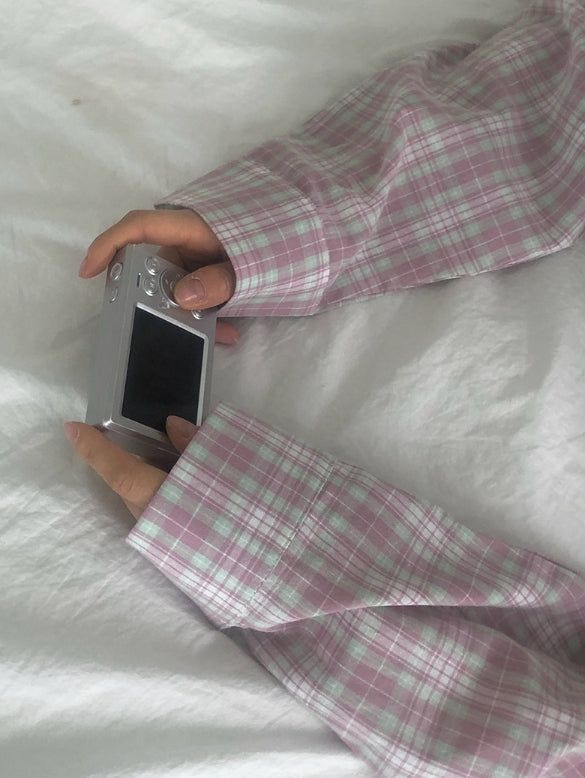 Coin Check Over Collar Shirt