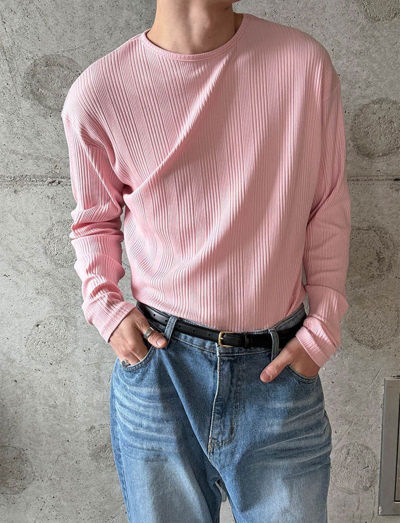 Irrregular rib slim long sleeves(5color)