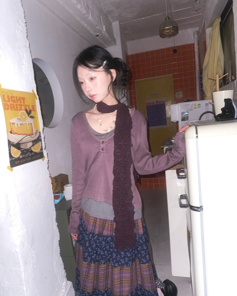 (3color) Bouclé Flower Wave Muffler