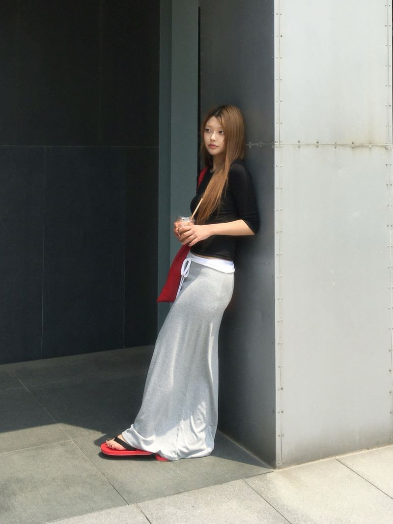 Salt line waist maxi skirt (4c)