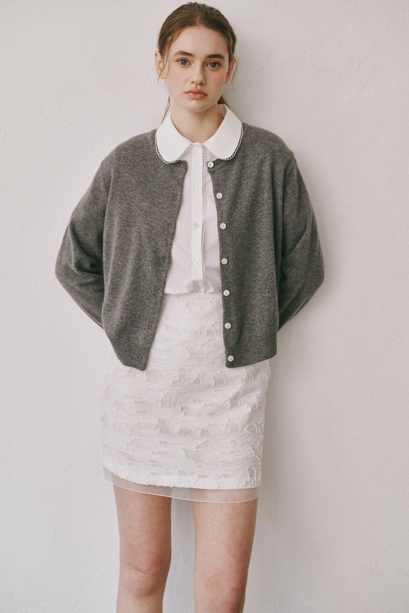 Camel round cardigan (Dark grey)