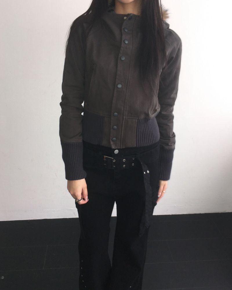 Vintage hood crop jacket