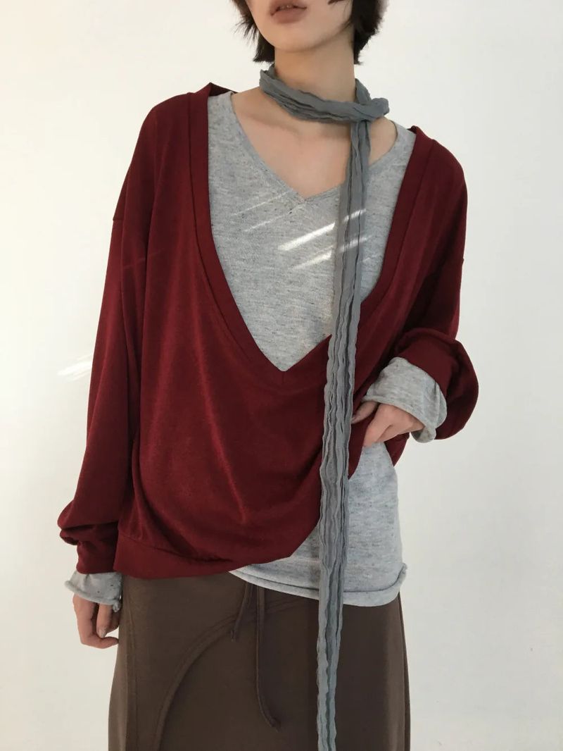 Ripi Side Button Knit+Scarf (4color)