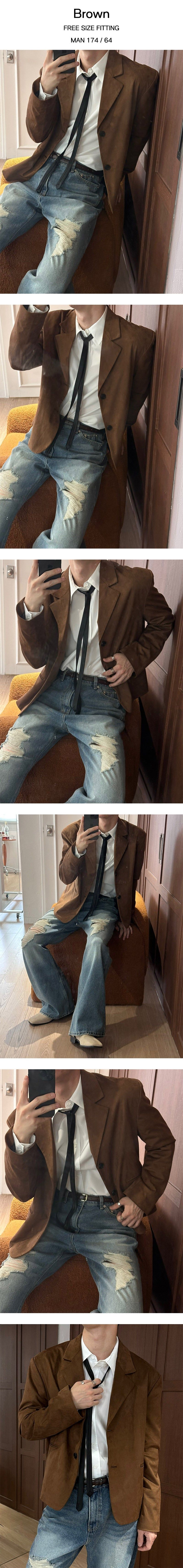 [F/W] Crop suede blazer(2color)