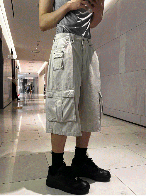 Multi-Pocket Cargo Bermuda Shorts