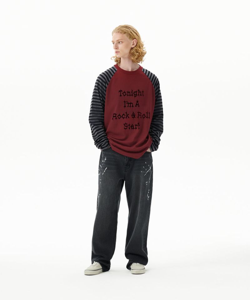 ROCK STAR RAGLAN STRIPE LS TEE