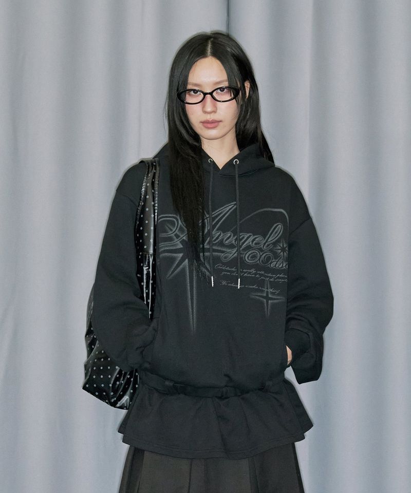 ODDSTUDIO（オッドスタジオ）の「Angel Layered Skirt Hood T-shirt - BLACK（Tops）」